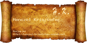 Henczel Krisztofer névjegykártya